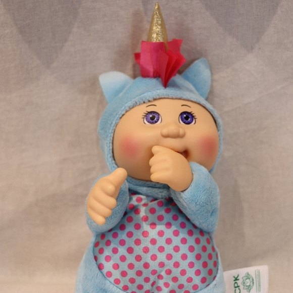 Cabbage Patch Little Cutie Unicorn Blue With Gold Feet Plush Doll - Picture 5 of 7